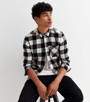 New Look White Check Long Sleeve Collared Pocket Shirt